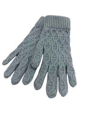Hermes Tori Maillon Cashmere Knit Gloves Light Blue S for Winter